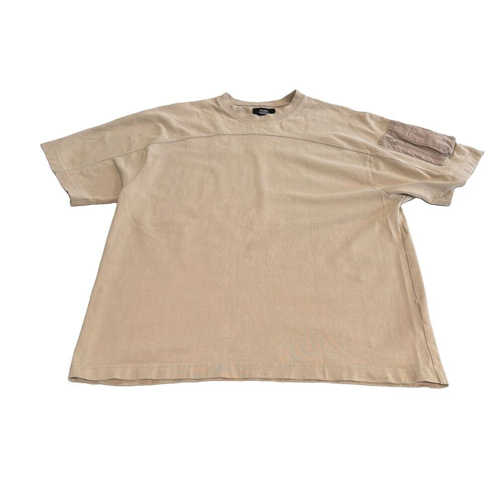 STUDIO TOMBOY Pocket Sleeve T-Shirt Beige K-Fashion Utility Streetwear Urban